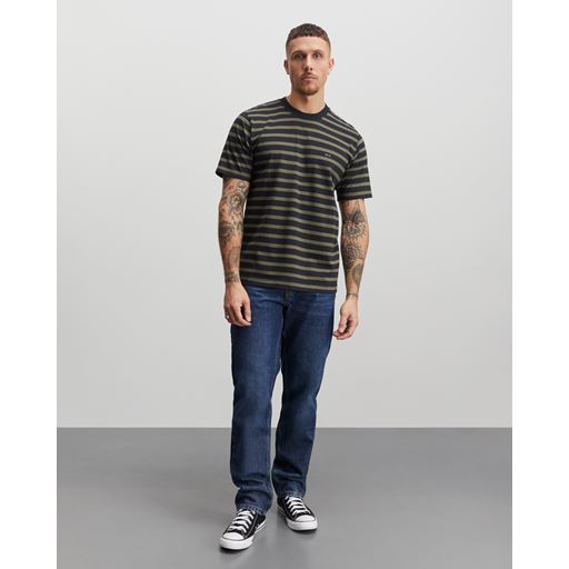 Mads Nørgaard Cotton Jersey Stripe Frode T-shirt, Kalamata/Jet Black, XXL