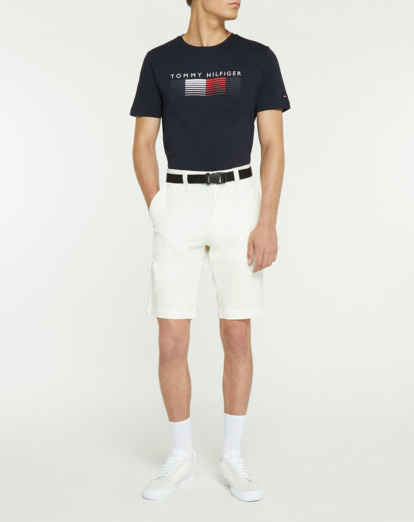Tommy Jeans Short 100% Coton Biologique Ethan Rlx blanc