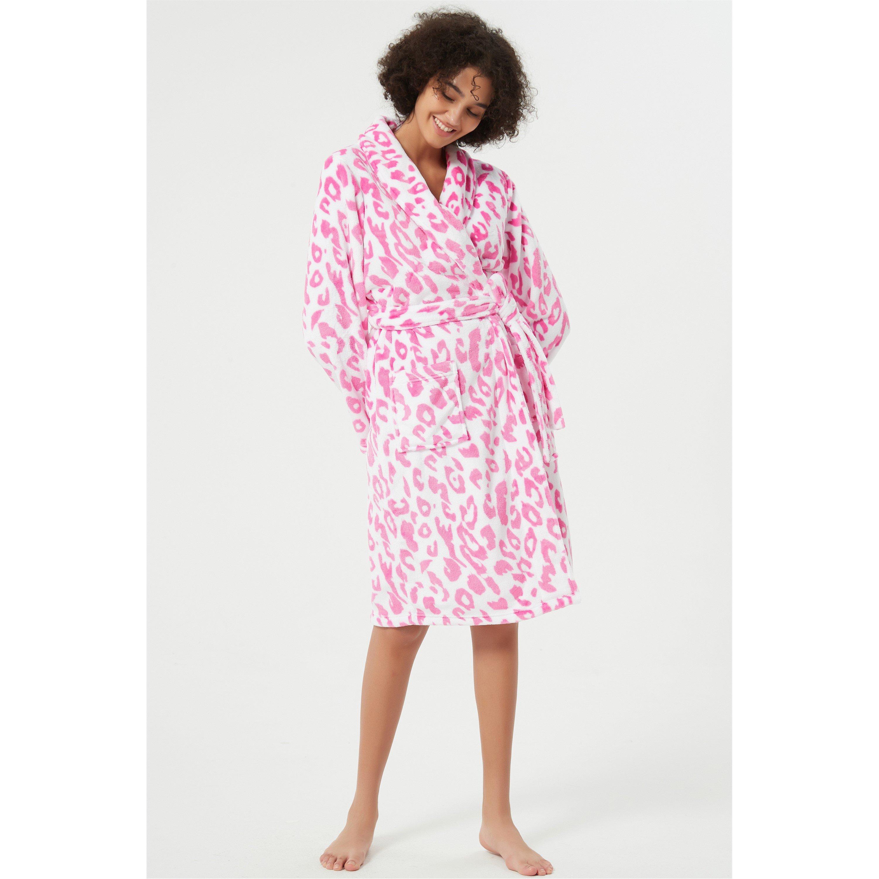 Linea Ladies Leopard Fleece Dressing Gown