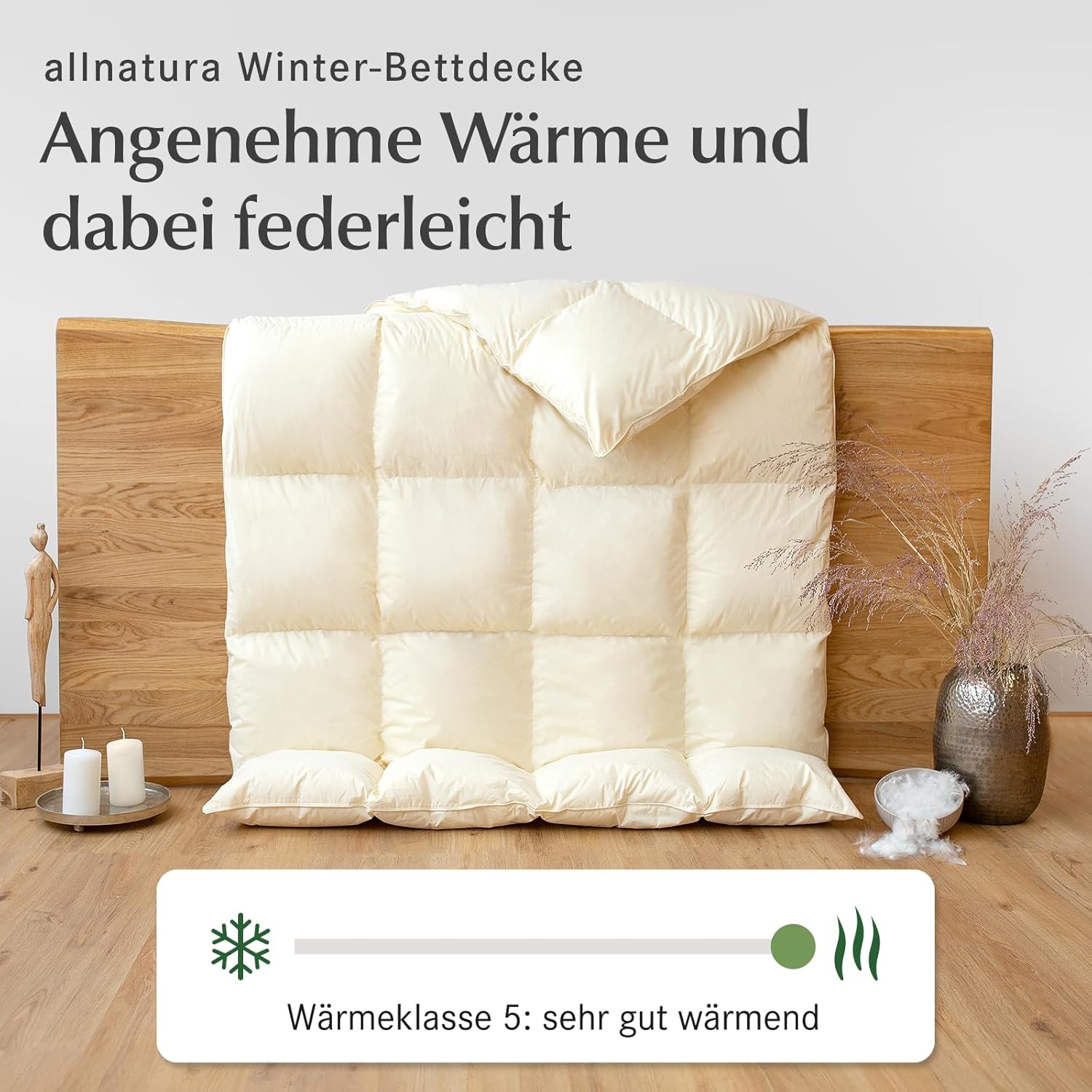 allnatura Daunen Bettdecke ANSARA 135x200 - warme federleichte Winter-Decke mit optimalen Isolationseigenschaften - 90% Daunen und 10% Federn Klasse 1 - Downpass - Made in Germany