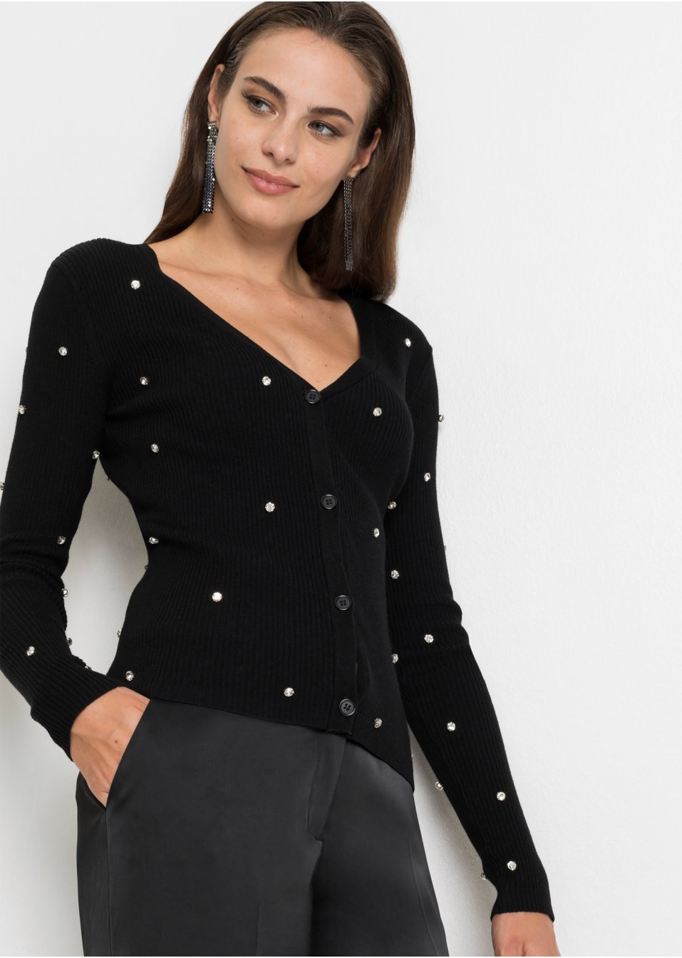 Gilet en maille avec strass appliqués en viscose