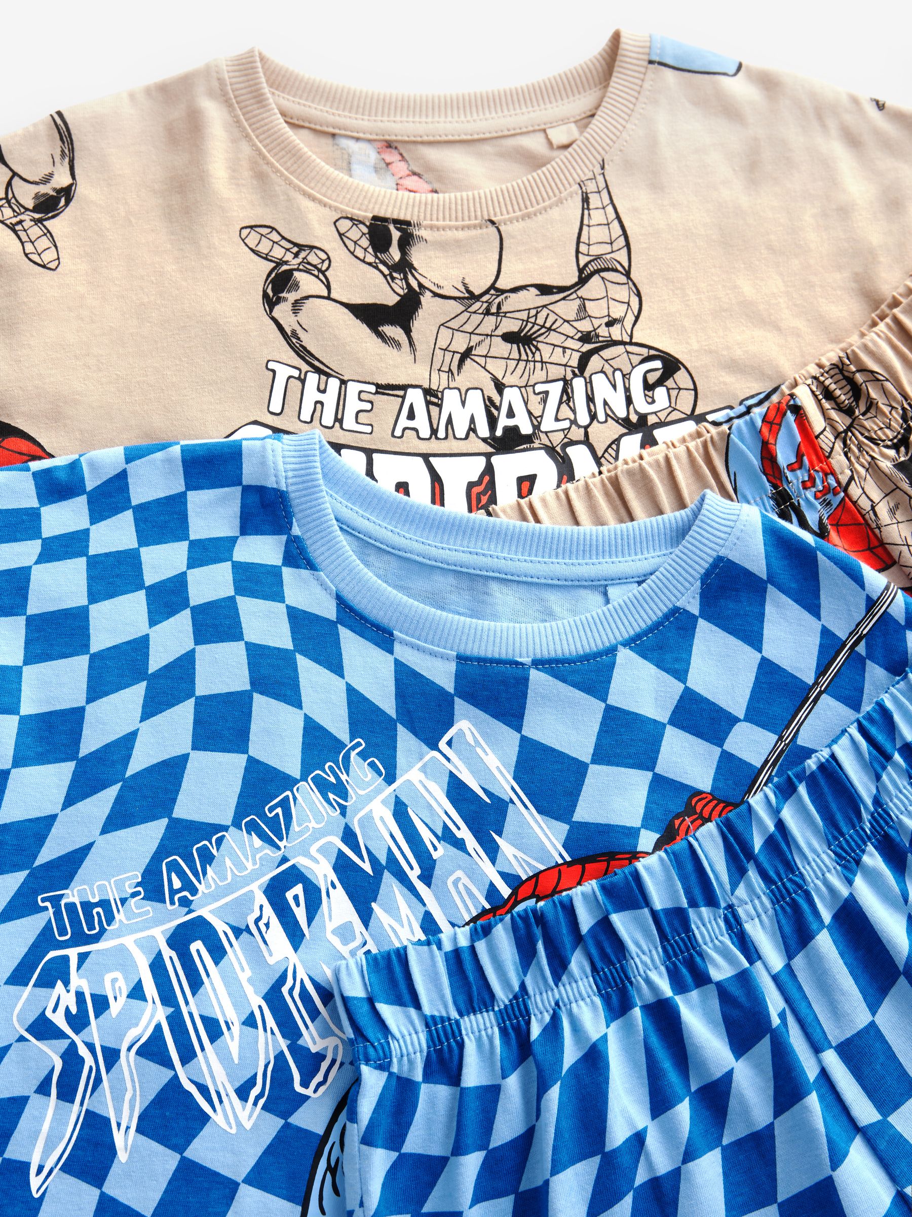 Marineblauw/kameelkleurige Spiderman - Set van 2 pyjama's met short (1,5-8 jr)
