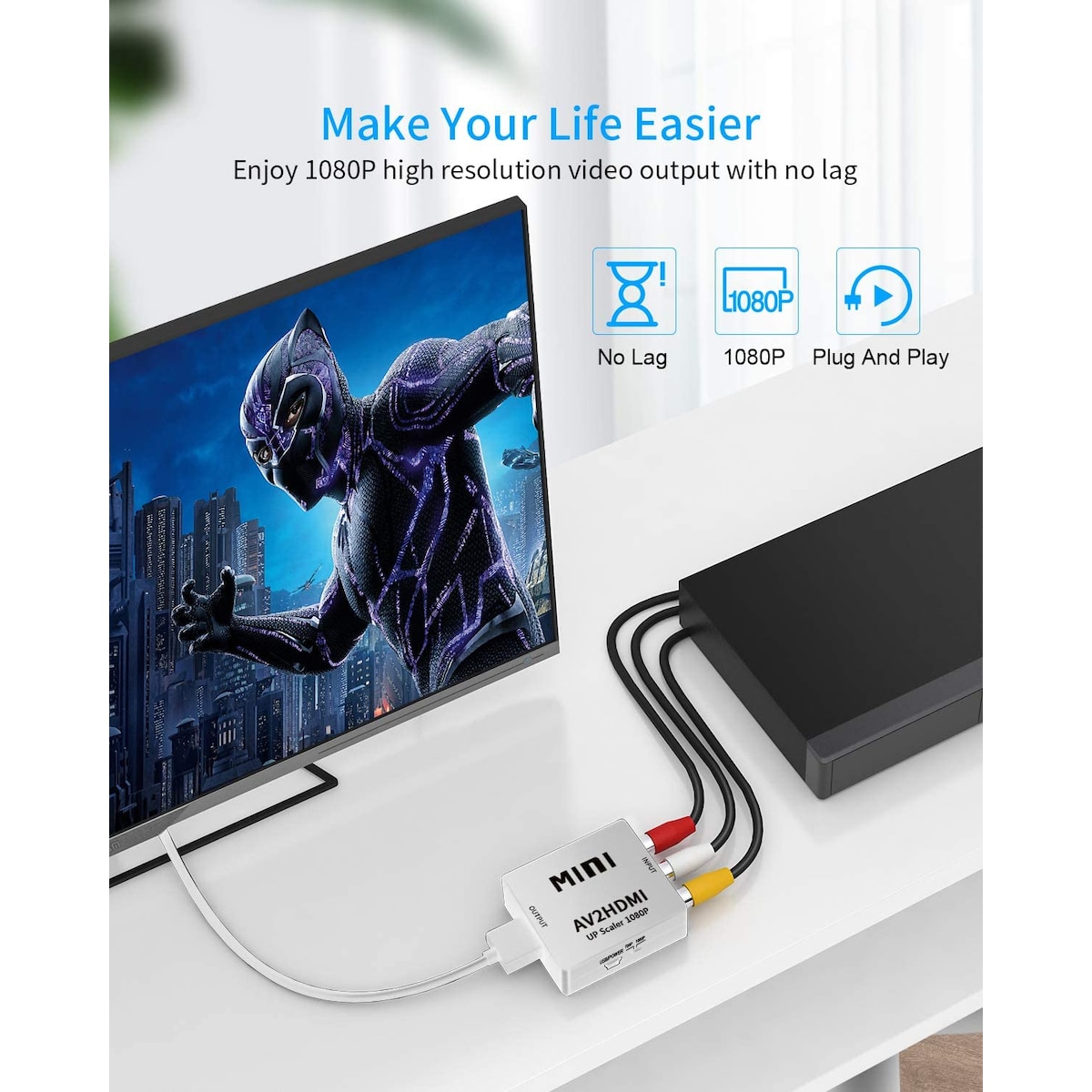 RCA til HDMI-adapter / signalomformer Hvit