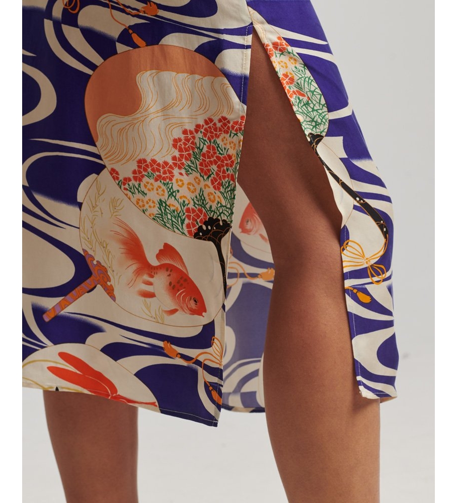 Vestido midi de alças com estampa azul da Superdry