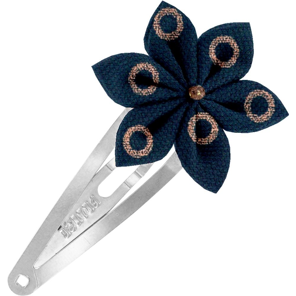 Barrette Clic-Clac Fleur Étoile Bulle Bronze Marine