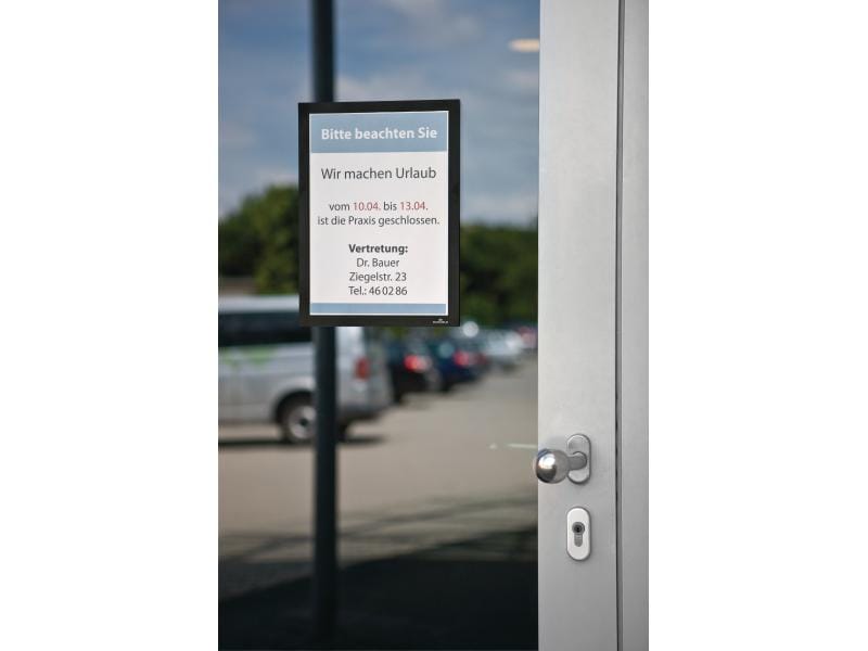 DURABLE Präsentationsrahmen Duraframe A4 2 Stück Schwarz Selbstklebender Informationsrahmen A4
