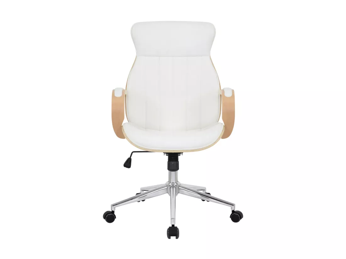 Chaise de bureau - Similicuir & Métal chromé - Nature / Blanc - Melilla