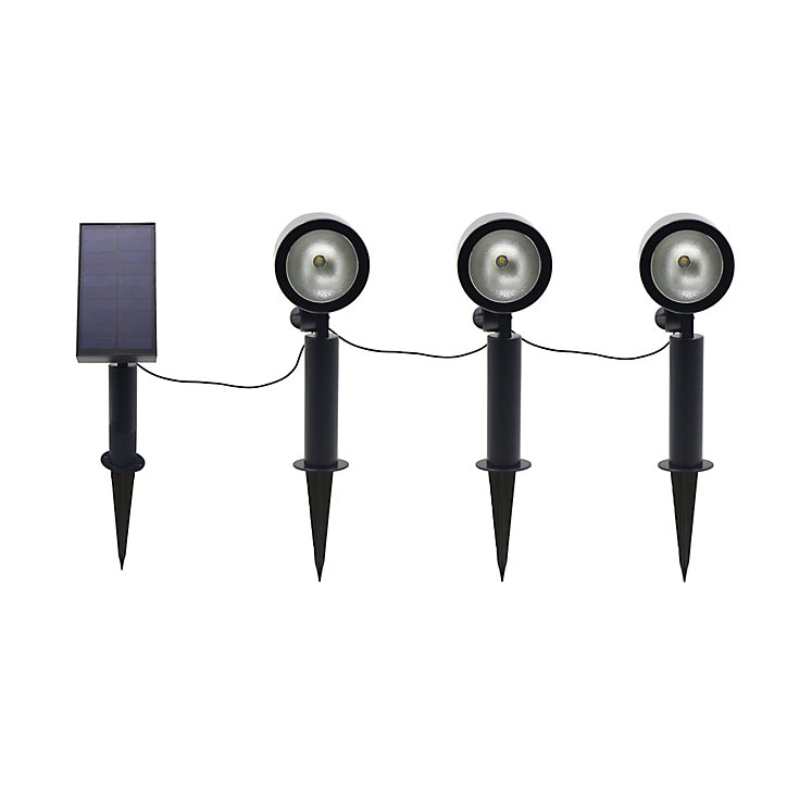 3 Balises LED intégré solaire extérieure 16lm 0.9W IP44 Blanc froid Noir