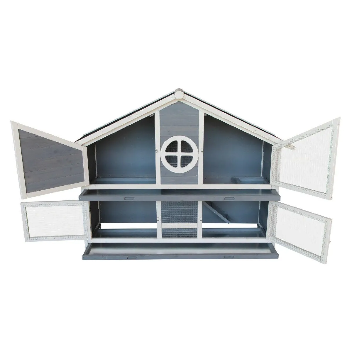Helloshop26 Clapier lapin 133 x 55 x 108 cm Gris Luxe