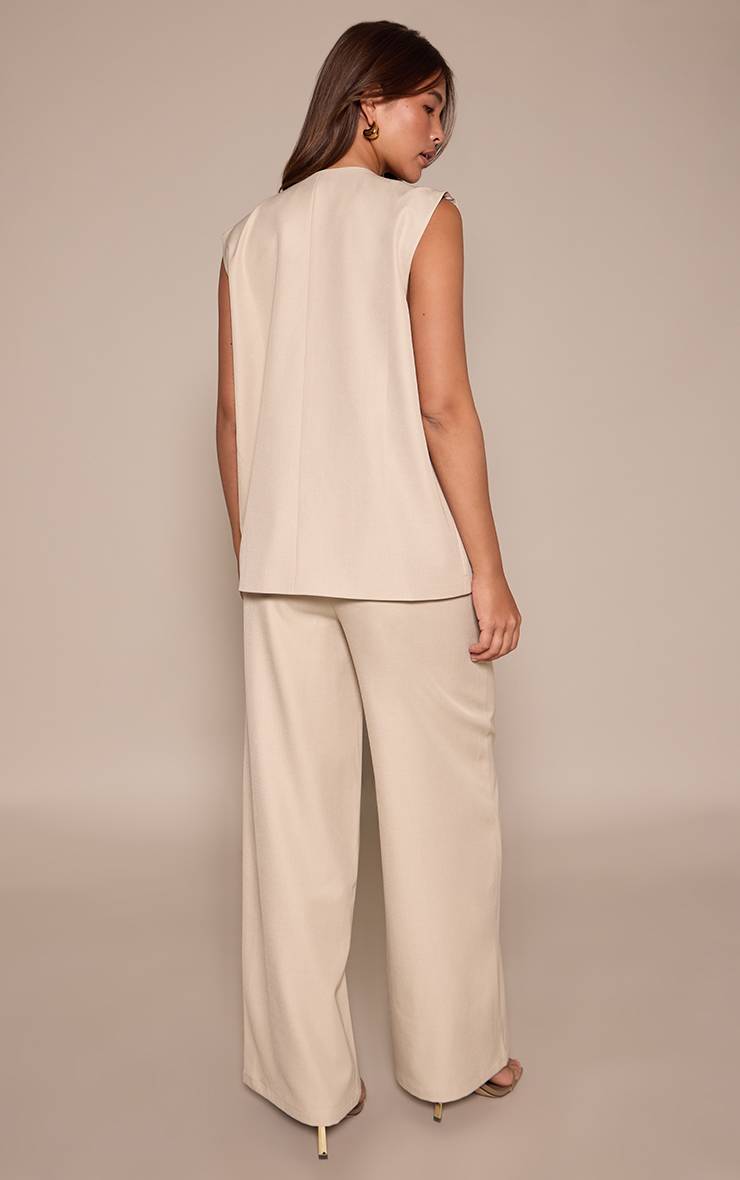 Amande Pantalon Large Taille Mi-haute Plissé En Tissu Tissé Ensemble Coordonné