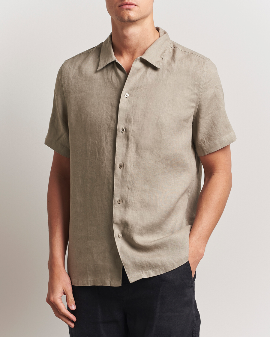Samsøe Samsøe Avan Linen Short Sleeve Shirt Greige