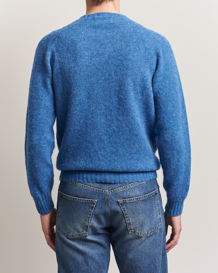 Harley Of Scotland Brushed Supersoft Lambswool Crewneck Cobalt