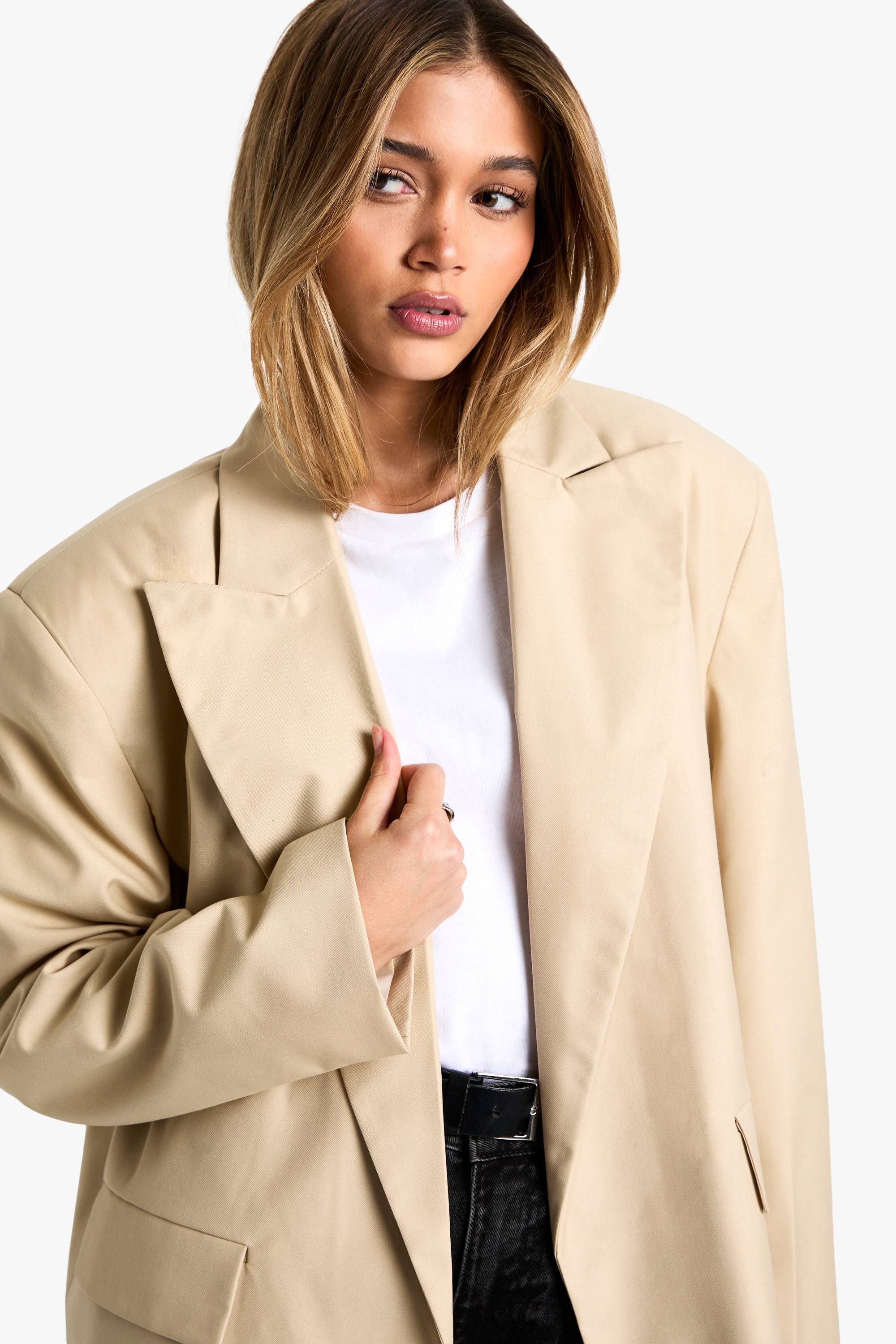 boohoo Blazer oversize ouvert à reverss extrêmes