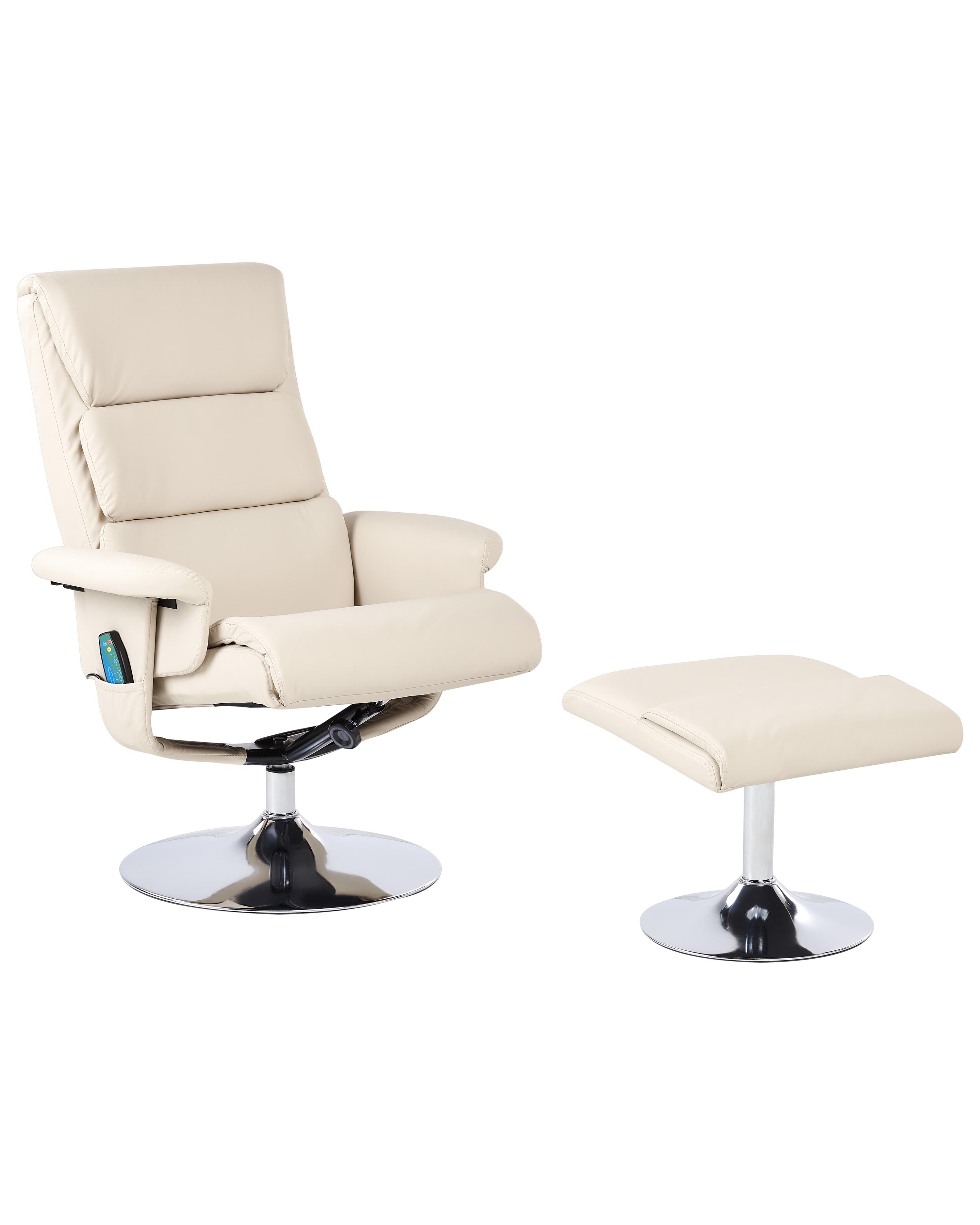 Massagestoel LEGEND met voetenbank Kunstleer Lichtbeige