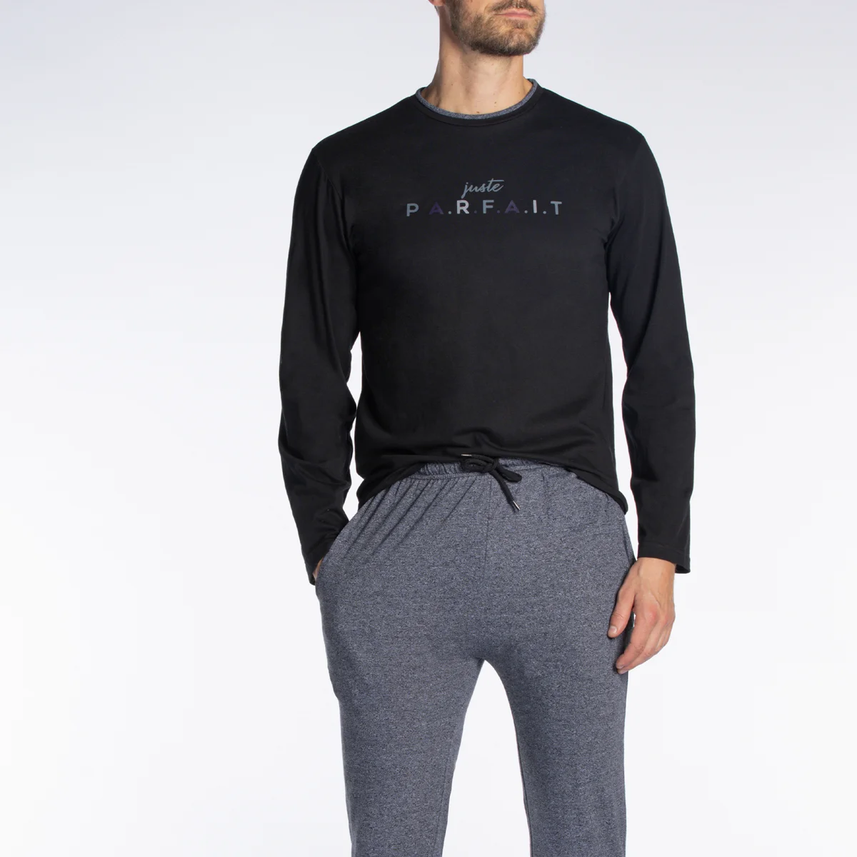 Pyjama homme PARFAIT noir/gris