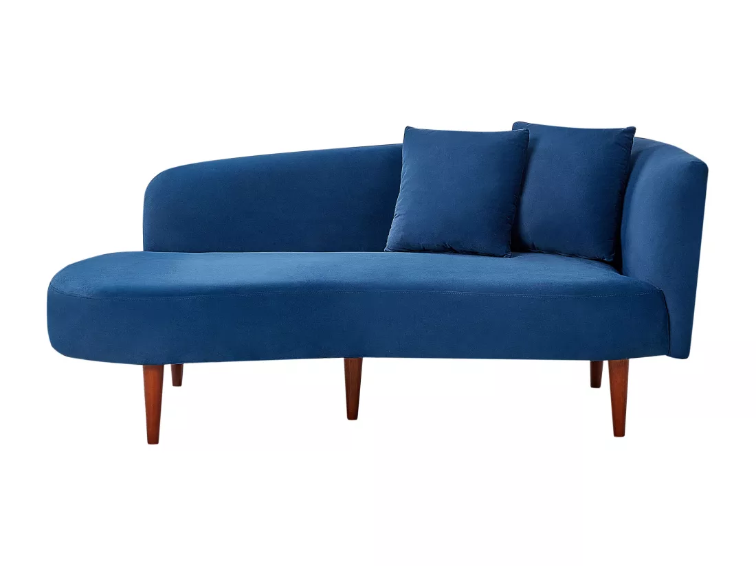 Chaise longue côté droit en velours bleu CHAUMONT