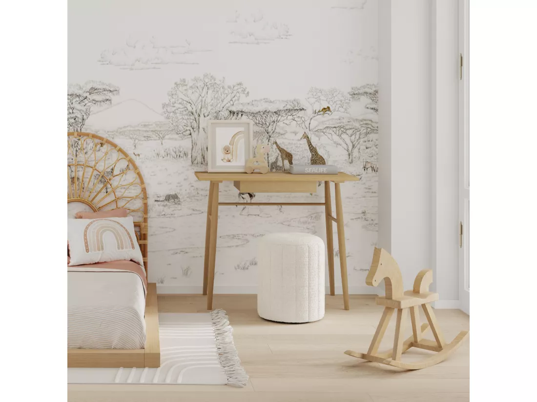 Pouf rond en tissu blanc bouclé - Eva