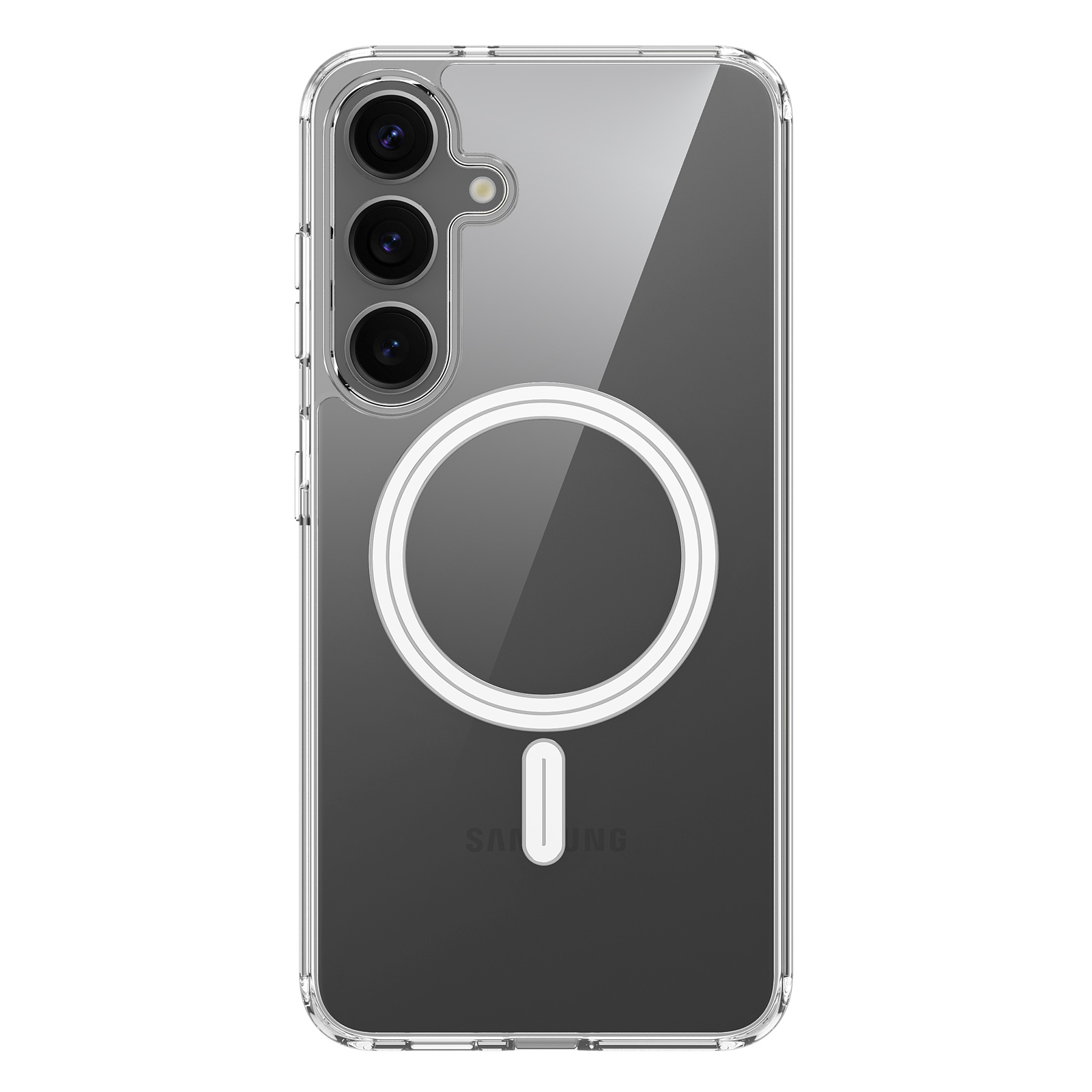 Samsung Galaxy S25 Hybrid Hardcase Hülle TPU Bumper   Kunststoff Rückseite MagSafe-Modul - Transparent