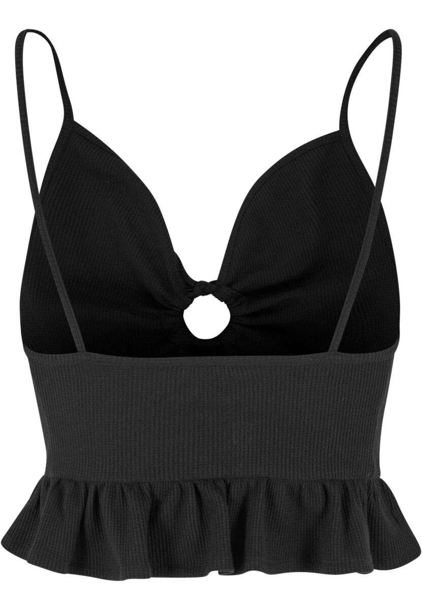 Ladies Waffle Pique Ruffle Top | Urban Classics Top