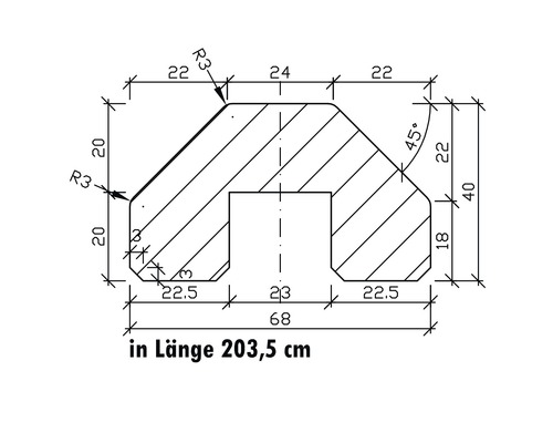 Eindkap 4 x 6,8 x 204 cm, Douglasspar