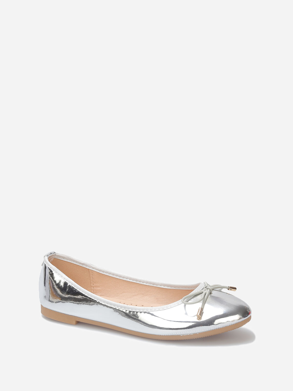 Ballerines plates vernies avec noeud- Argenté