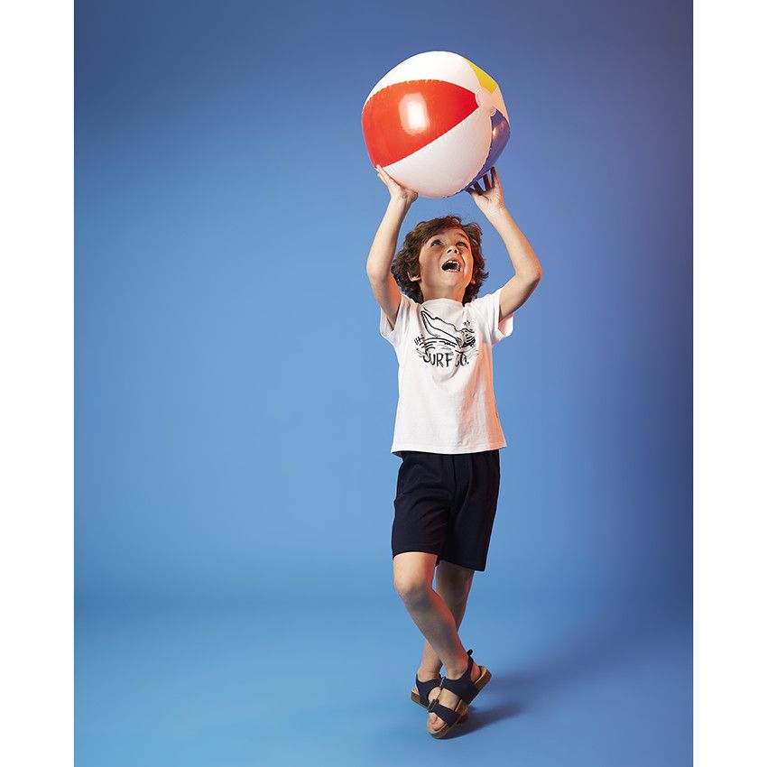 Ensemble court 2 pièces t-shirt print surf pour garçon - Bleu marine
