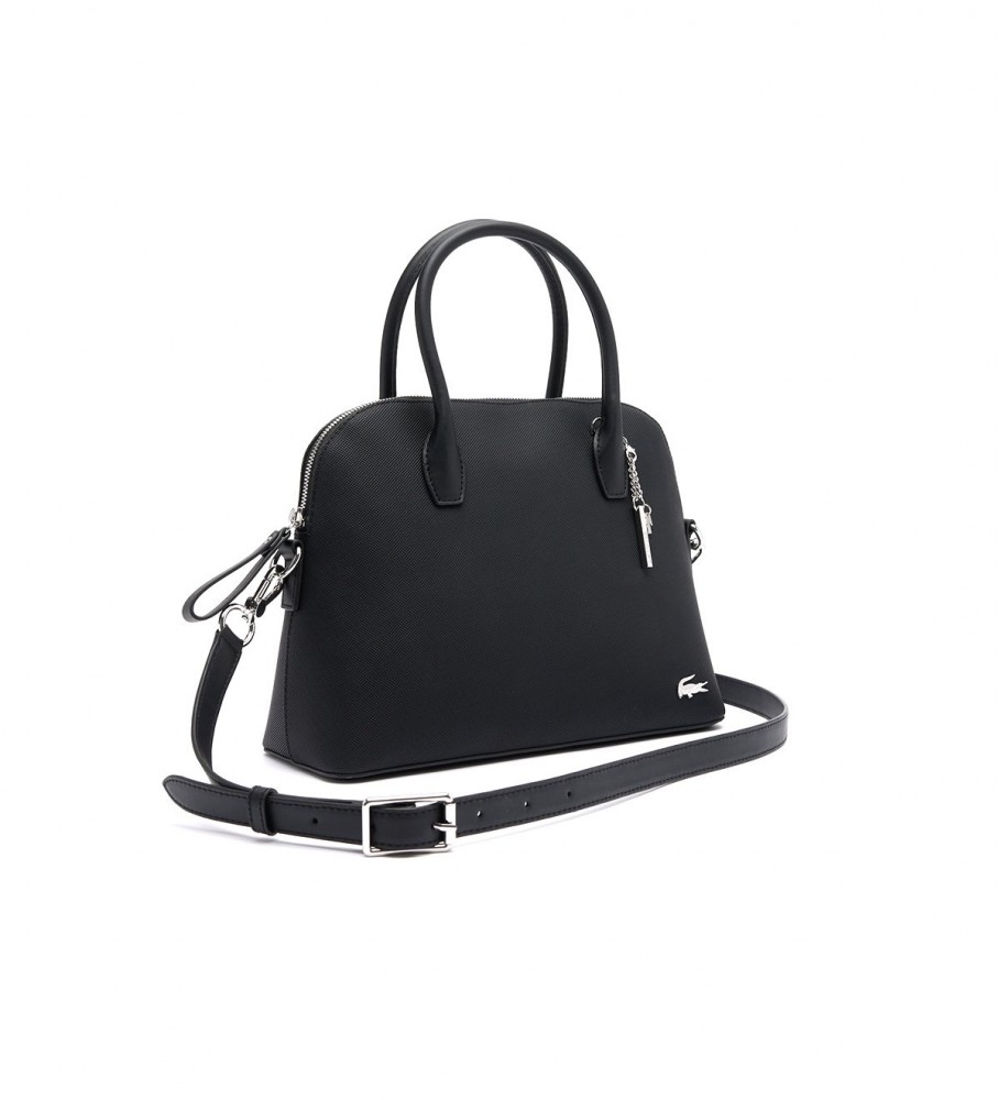Bolsa Lacoste Bugatti em lona revestida para uso diário, preta.