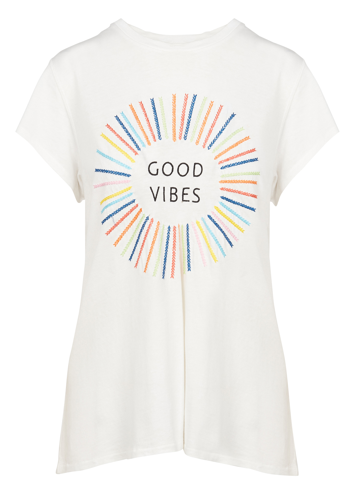 ZOEY - Tee-shirt col rond brodé en coton | Multicolore