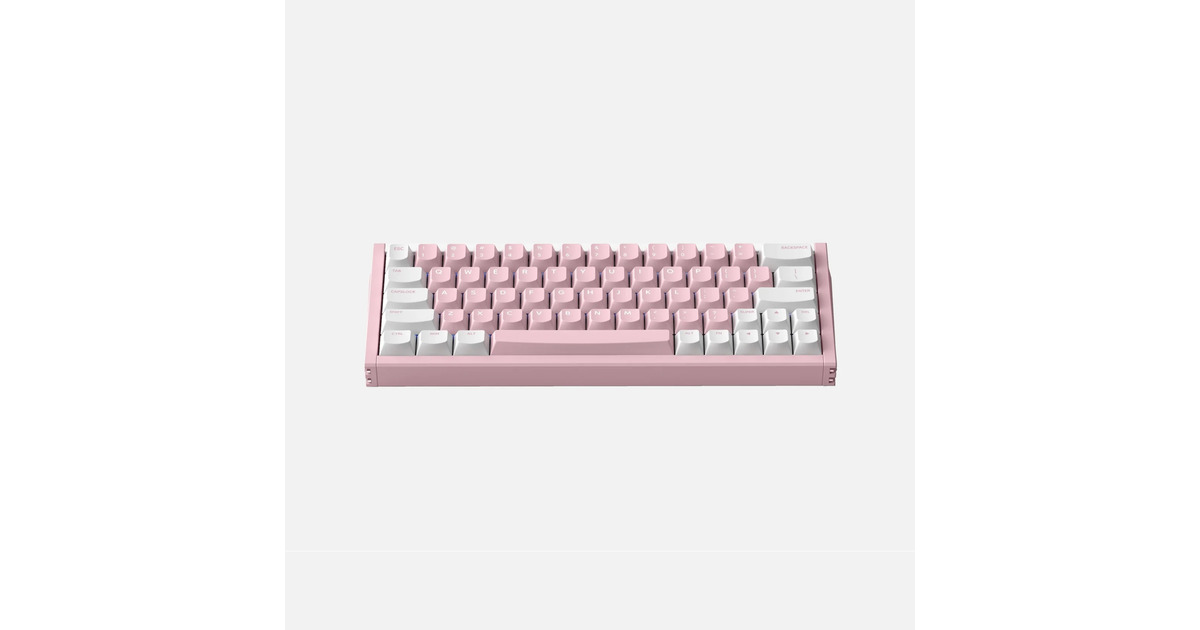 IqunixEZ63 Pink Magnetic Switch Gaming HE Keyboard, gaming toetsenbord  (Wit/pink, US lay-out, US-International, Gateron Jade Pro, 60%, RGB, Double Shot PBT Keycaps)