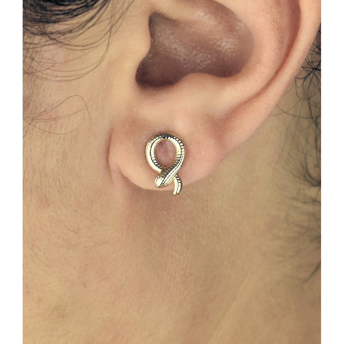 Boucles d'oreilles animal serpent enroulé Plaqué or 750 3 microns