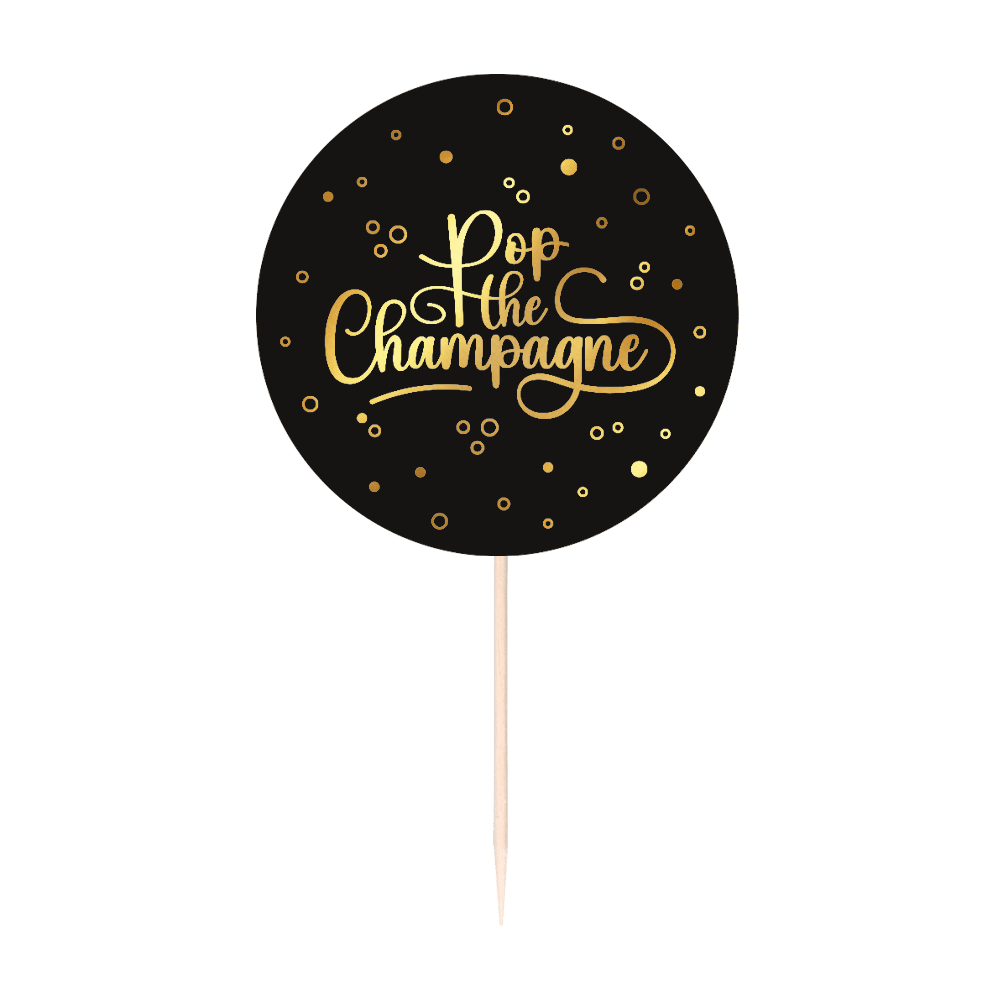 Pop The Champagne Cocktailprikkers Zwart Goud