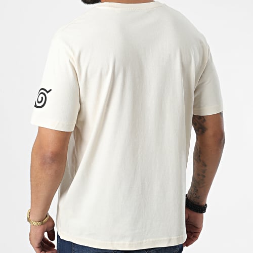Tee Shirt Oversize Large Logo Beige Chiné Noir