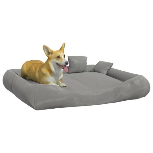 Cama retangular acolchoada para animais de estimação Vidaxl na cor cinza claro.