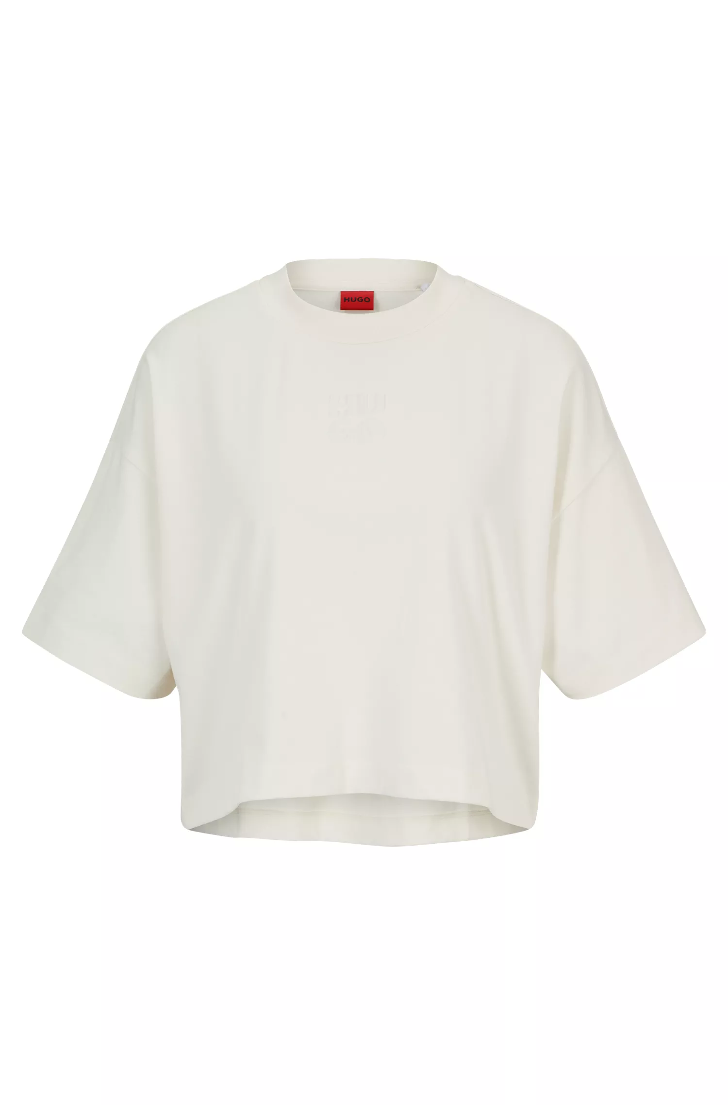 Camiseta cropped vermelha HUGO de algodão com modelagem relaxada e detalhe do logo.