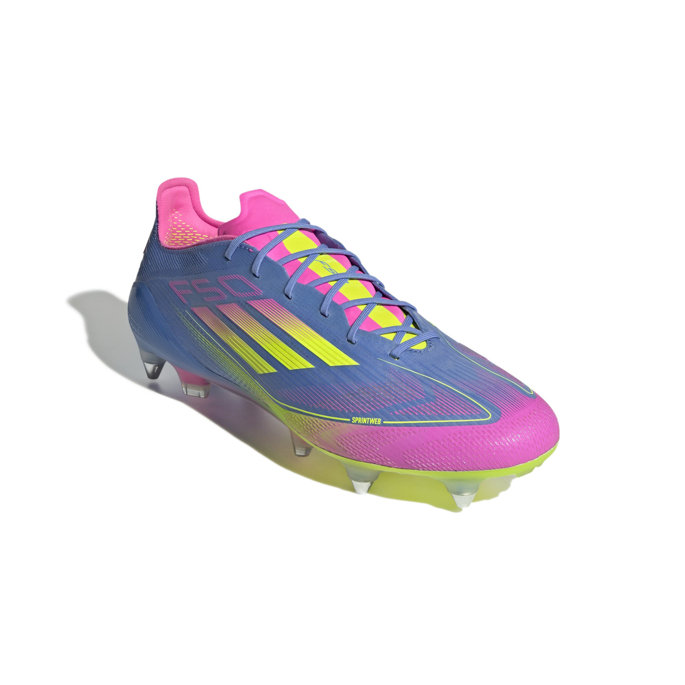 Adidas F50 Elite IJzeren-Nop Voetbalschoenen (SG) Blauw Neongeel Roze