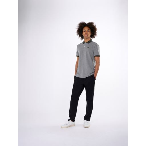 Knowledge Cotton Apparel Badge Polo T-shirt, Forrest Night, S
