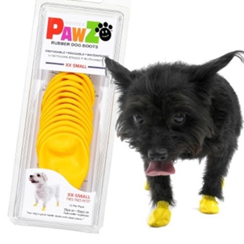Botas para cães Pawz de borracha natural, amarelas