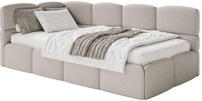 Bedframe - Greige - Teddystof/Metaal - Slaapkamer - Scandinavisch