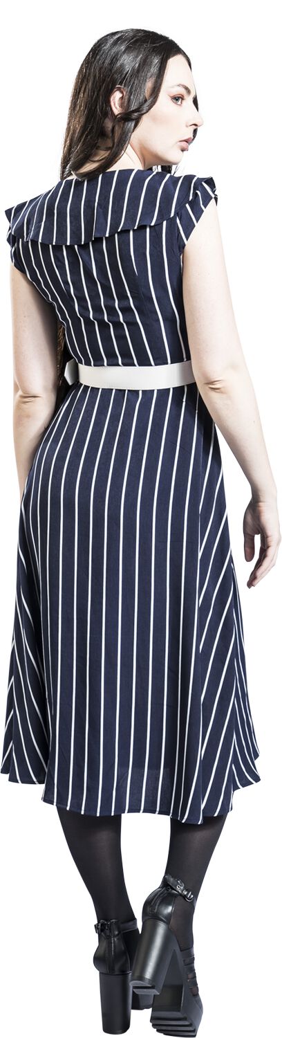 Robe Rayée Évasée Large Col | Voodoo Vixen Robe mi-longue