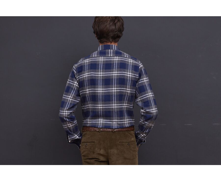 Chemise flanelle Navy à carreaux Gris et blancs homme - FORESTER