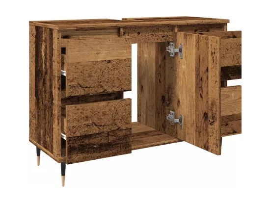 Armoire de salle de bain vieux bois 80x33x60 cm bois ingénierie