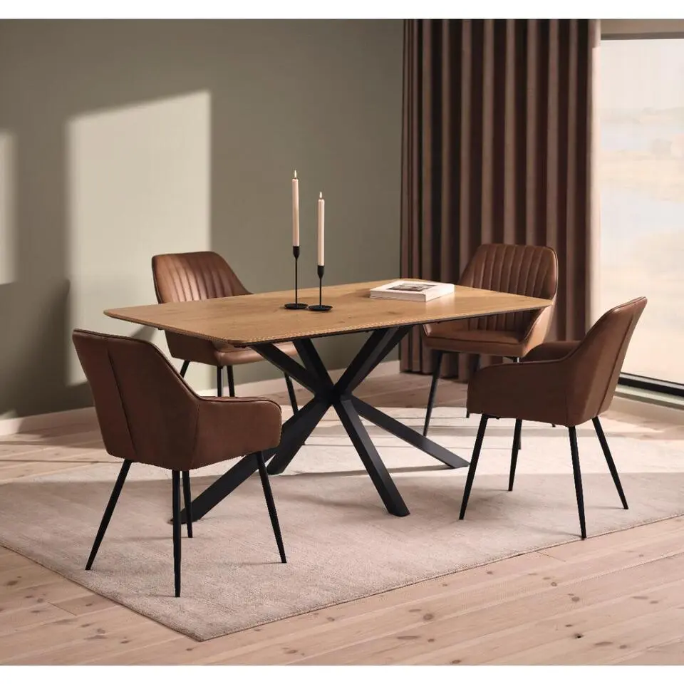 Nordic Home - Angelo armstoel pu-leer streep - cognac