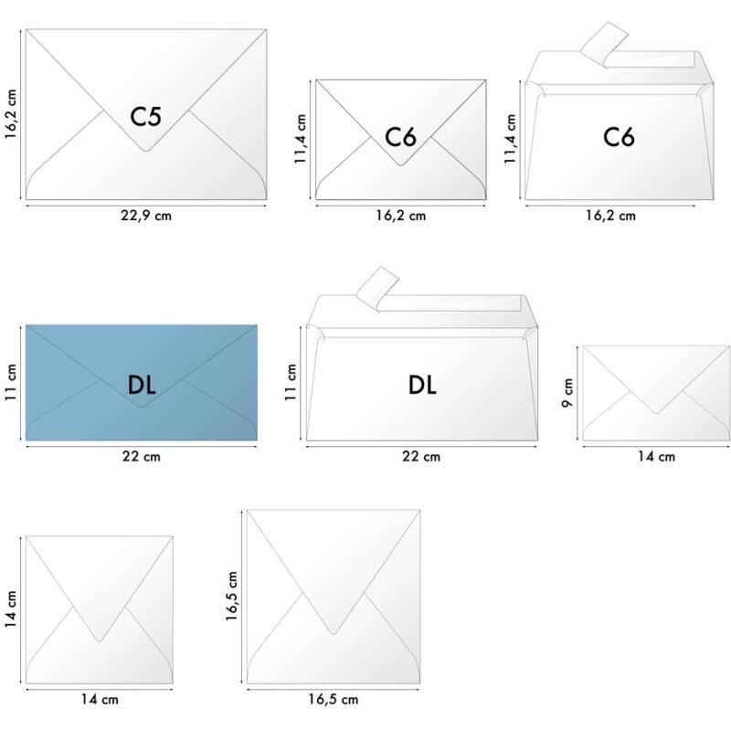 20 enveloppes DL (110x220mm) Vélin doublées gommées - extra blanc