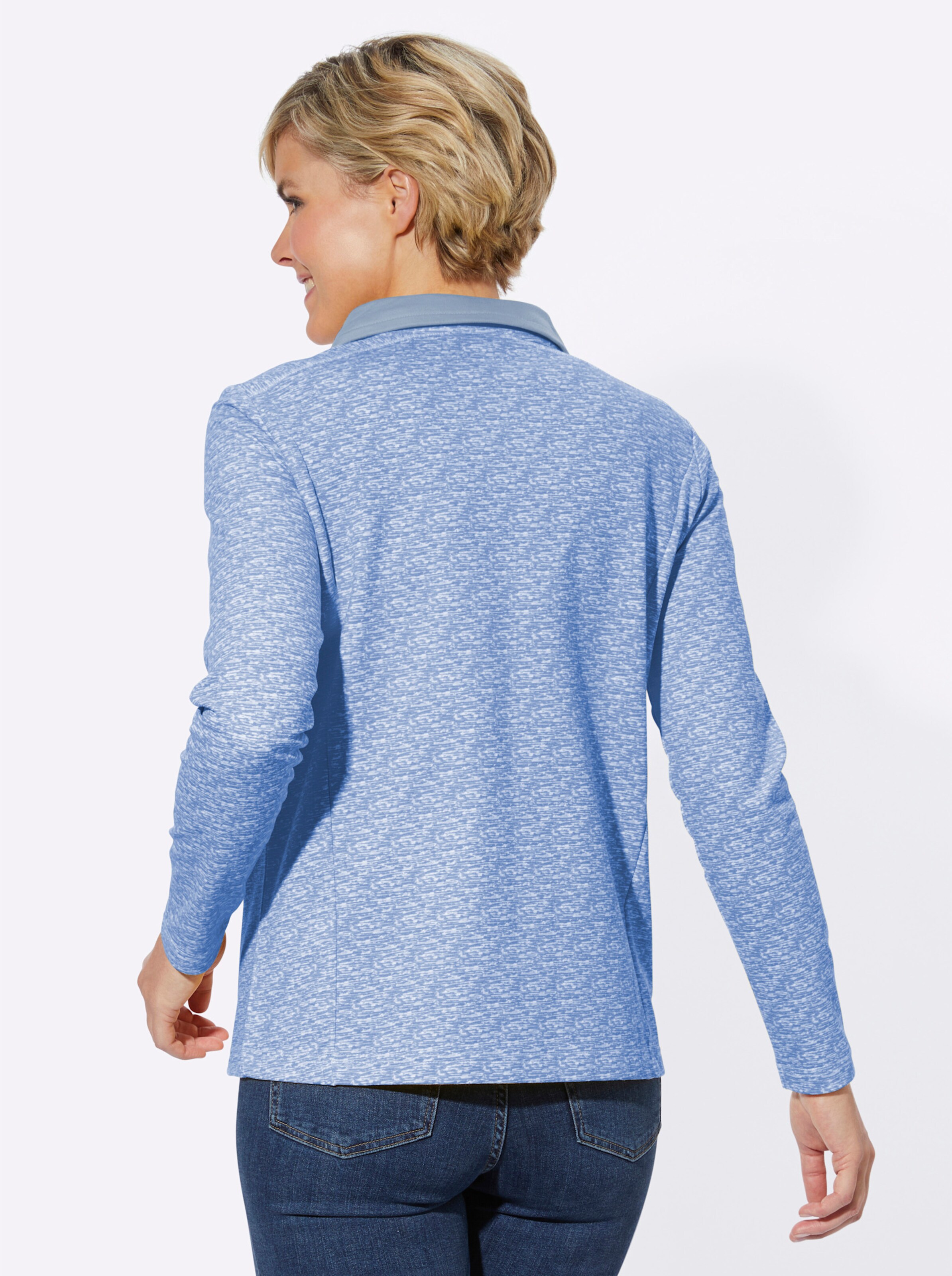 Sweatjacke in bleu-bedruckt