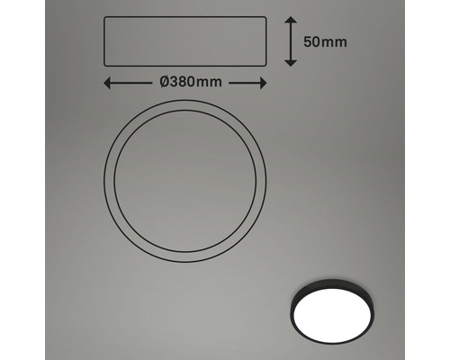 LED plafondlamp 22W 2900 lm 4000 K RGB kleurwisselaar Ø 38 cm Runa zwart + nachtlampfunctie, geheugenfunctie
