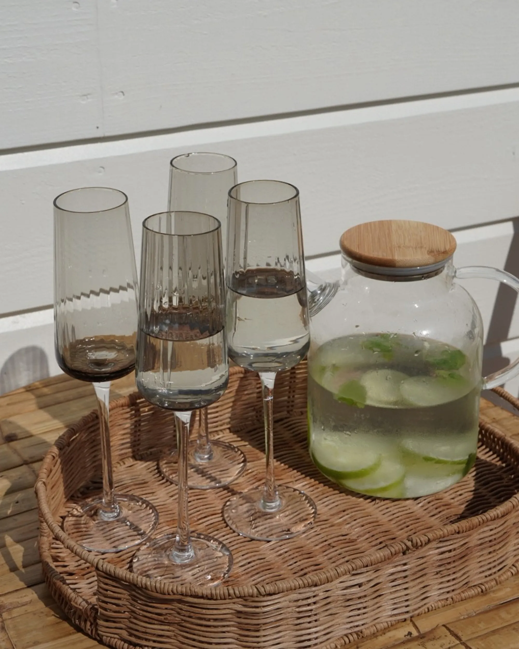 Set van 4 champagneglazen QUARTZ 230 ml Grijs