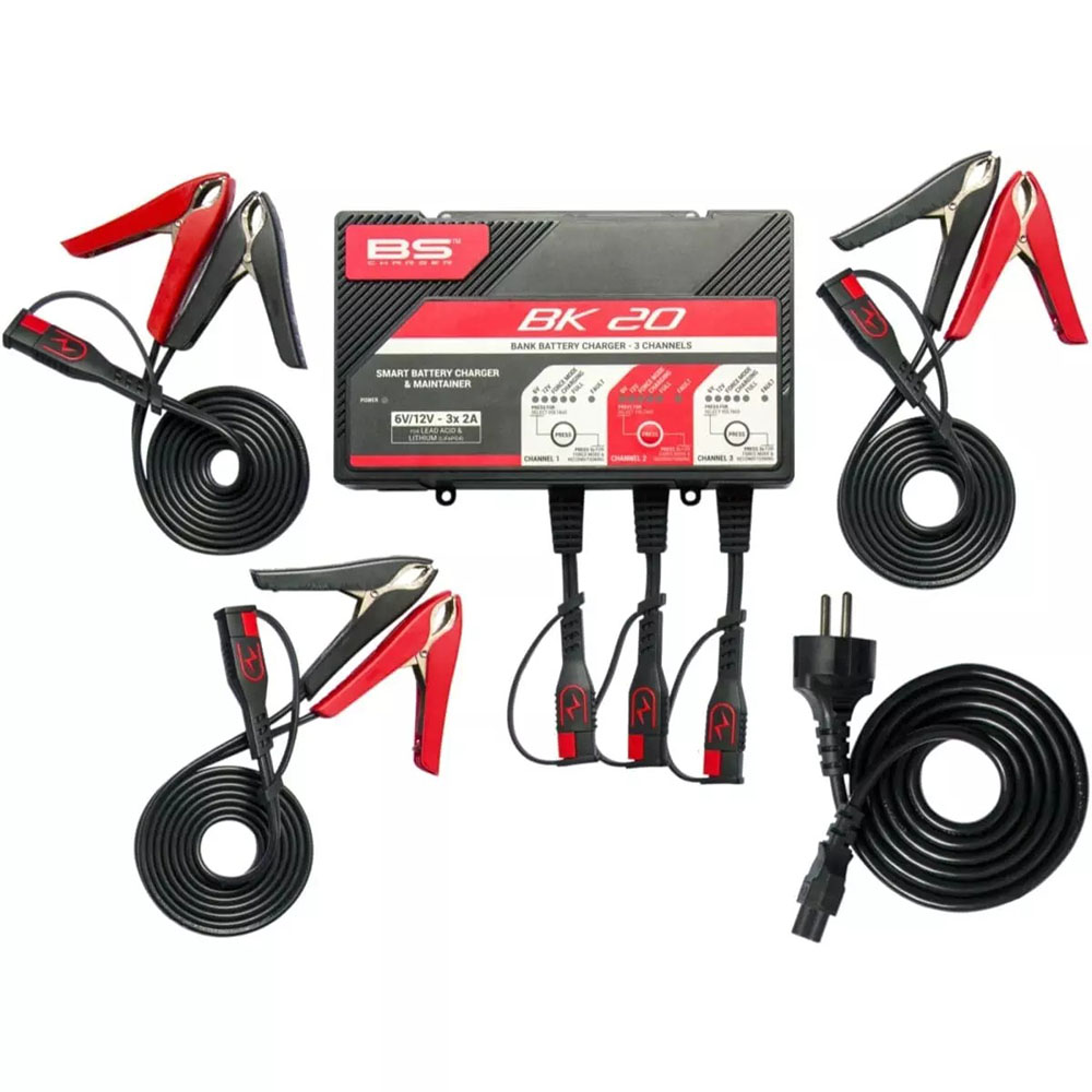 BS Battery - Chargeur de batterie BK20 6V/12V 3X2A Noir / Rouge