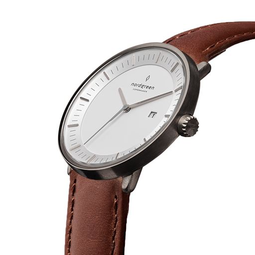 Nordgreen Philosopher PH40GMLEBRXX Herreur, Stål/Brun, 40 mm