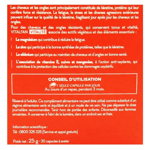 René Furterer Vitalfan Vitalité Cheveux et Ongles 30 capsules