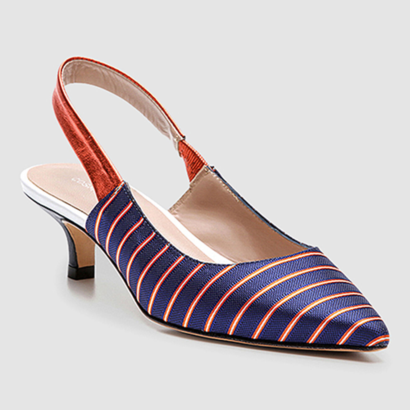 Cosmoparis Slingbacks Moba rayé marine/orange - Talon 5 cm